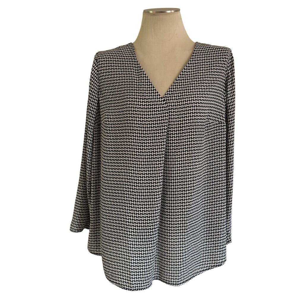 Talbots Black & White Printed Blouse Plus Size 1X Work Office Career
